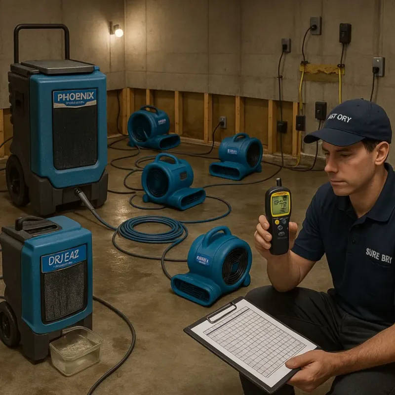 Structural Drying and Dehumidification process in James City, NC